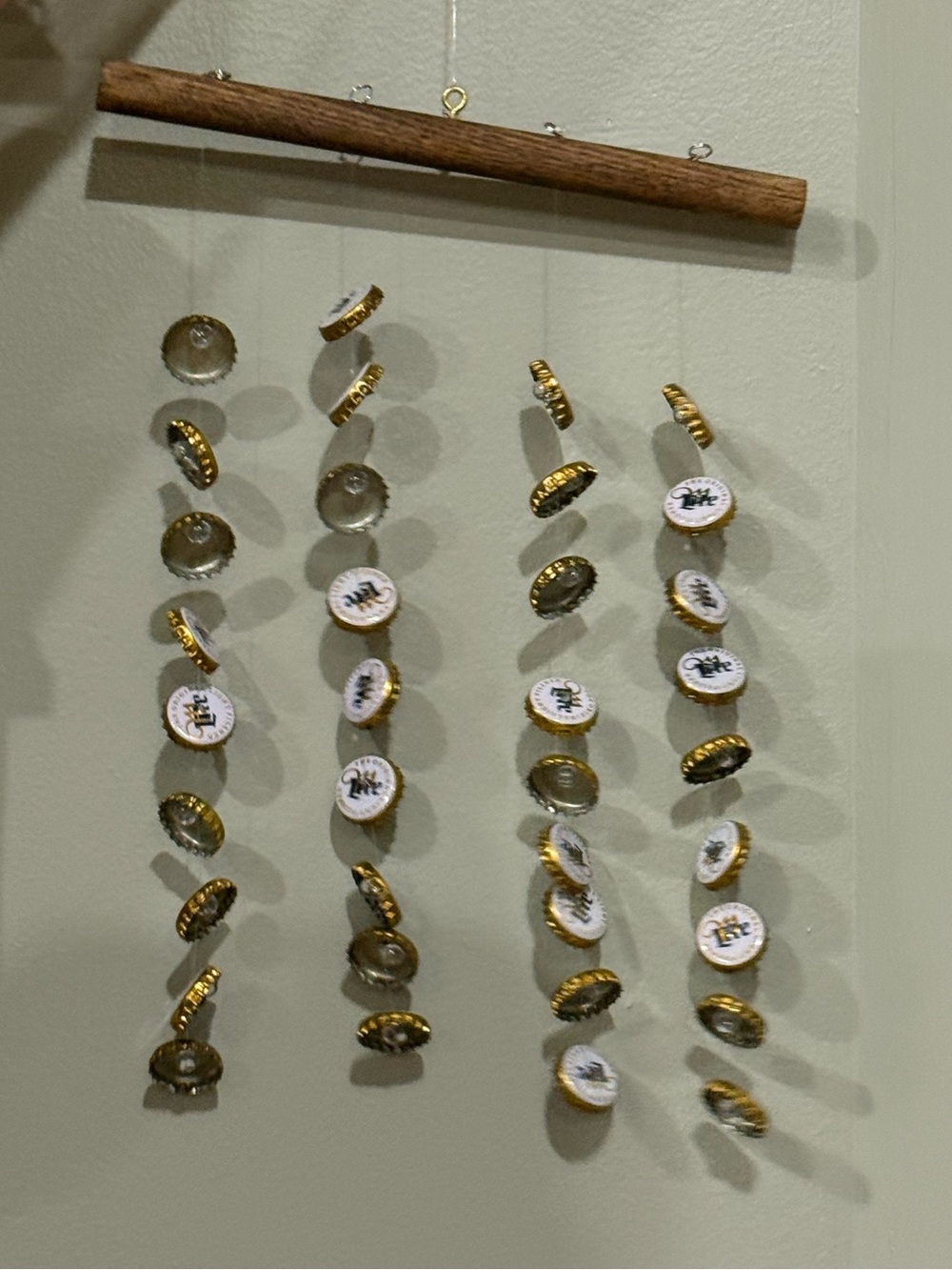 Handmade Miller Lite Bottle Cap Hanging Wind Chime